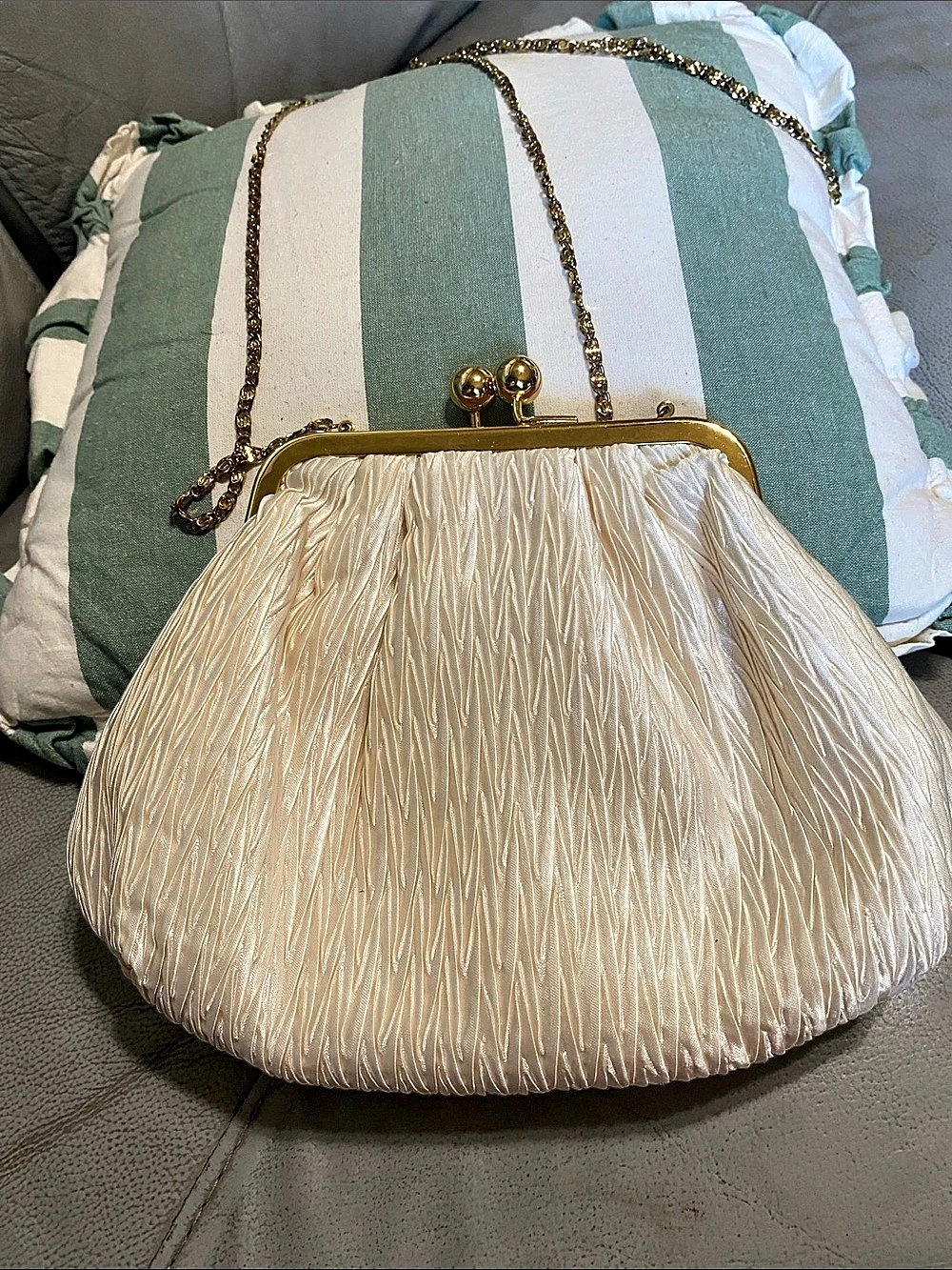 Vintage Nordstrom Cream Clutch with Crossbody Chain